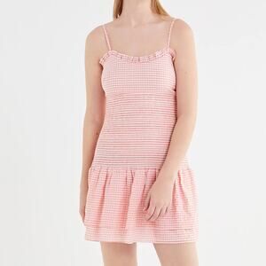 The East Order x Urban Outfitters Gingham Smocked Mini Dress
